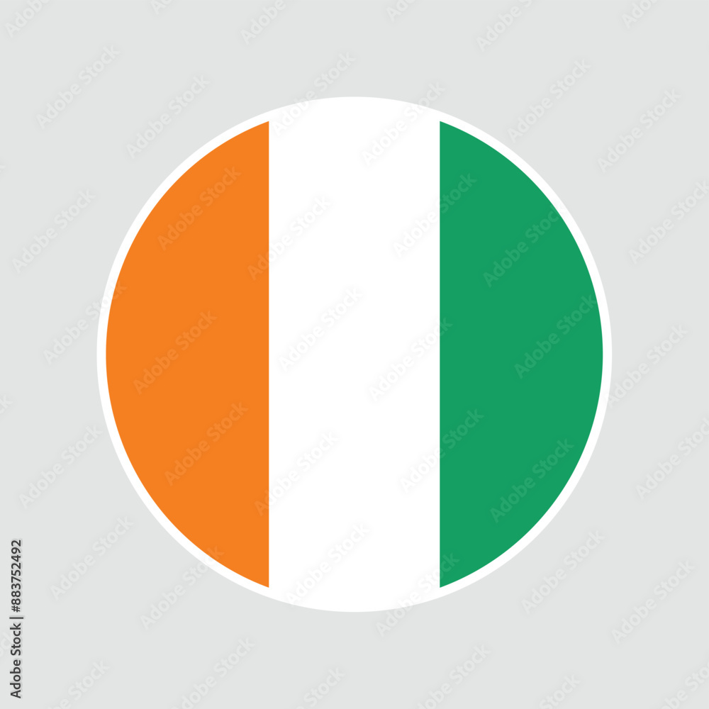 The flag of ivory coast. Flag icon. Standard color. Round flag. Computer illustration. Digital illustration. Vector illustration. The flag of ivory coast. Flag icon. Standard color. Round flag. Computer illustration. Digital illustration. Vector illustration.