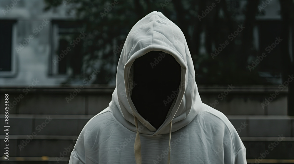 Unknown Character in White Hooded Sweatshirt, Abstract Digital Portrait Unknown Character in White Hooded Sweatshirt, Abstract Digital Portrait