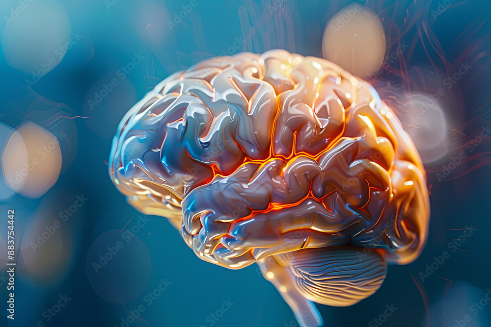Obraz premium Bright shiny human brain representation
