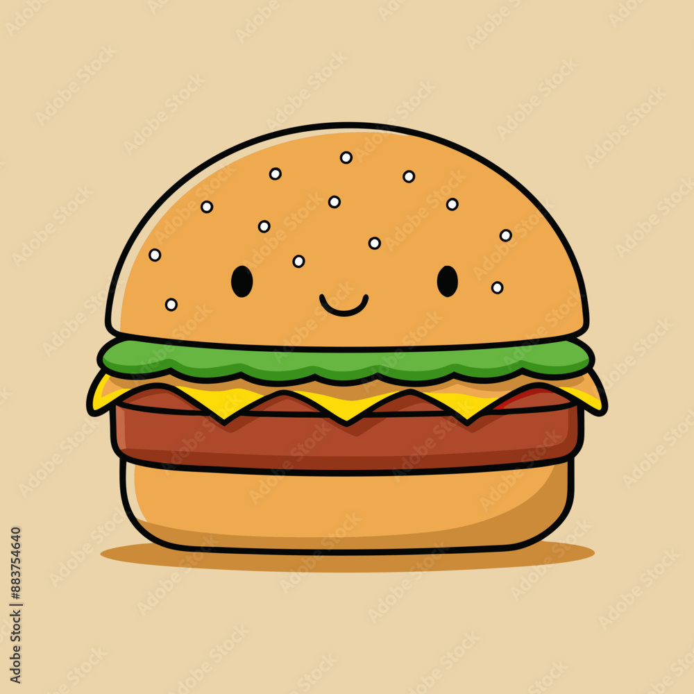 Cartoon Hamburger Vector Art Illustration Cartoon Hamburger Vector Art Illustration