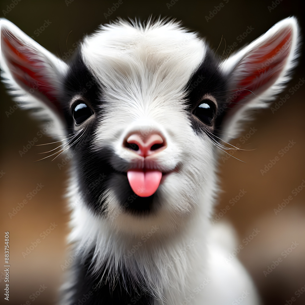 Cheeky Delight: Baby Goat Sticking Out Tongue for a Playful Portrait Cheeky Delight: Baby Goat Sticking Out Tongue for a Playful Portrait