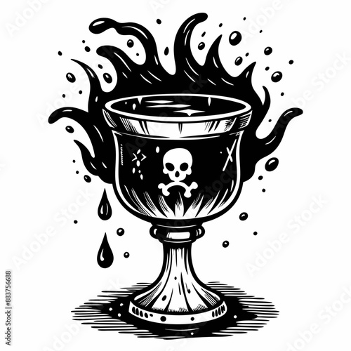 Mysterious Flaming Chalice with Skull and Crossbones Concept Art