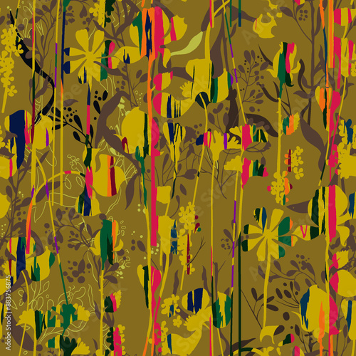 Abstract Digital hand-made allover ethnic textile pattern background ready for print