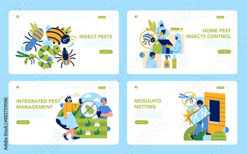 Insect Pests. Flat Vector Illustration