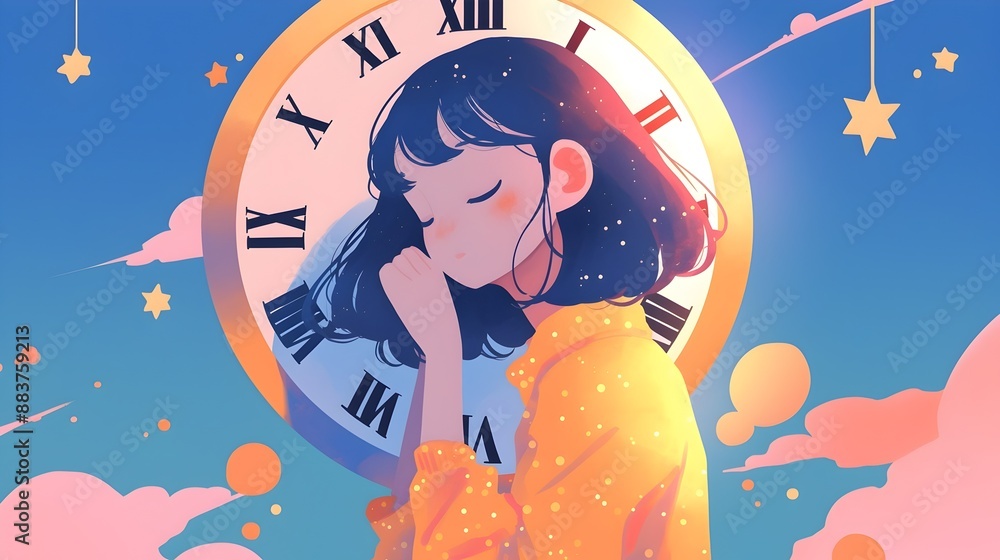 Enchanting Celestial Clock Design with Confident Personality on Simple Background Enchanting Celestial Clock Design with Confident Personality on Simple Background