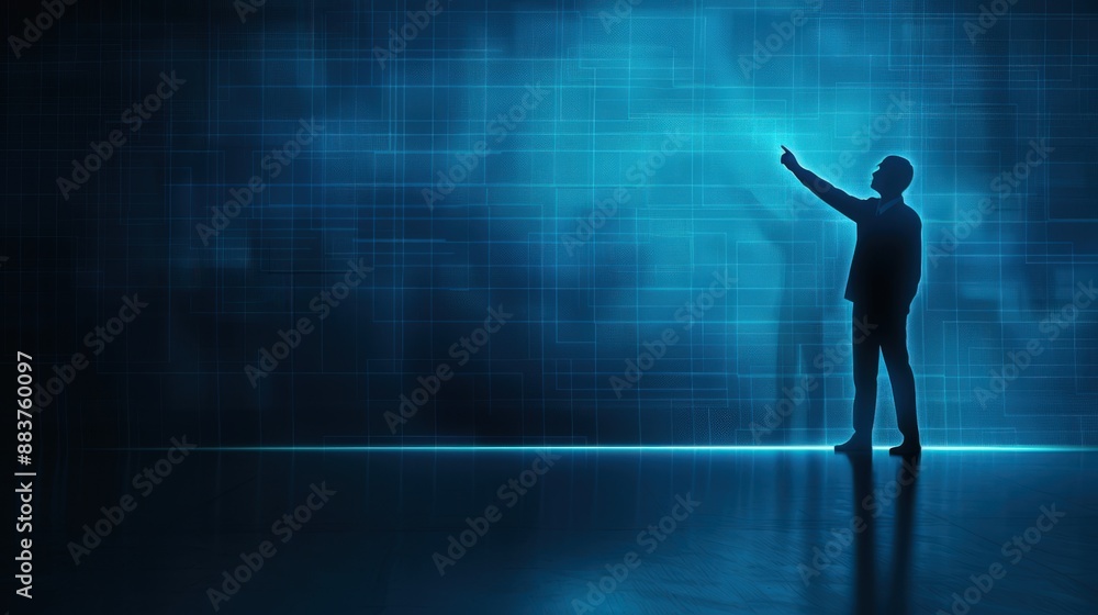 Fototapeta premium A silhouette of a teacher explaining a lesson