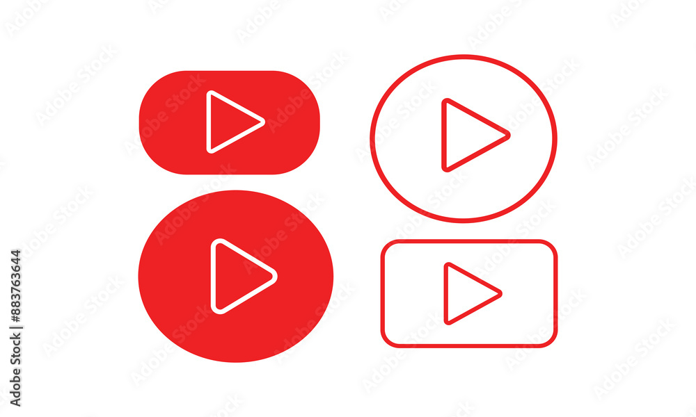 red play button icon vector. play video logo. play video symbol isolated on white background. red play button icon vector. play video logo. play video symbol isolated on white background.