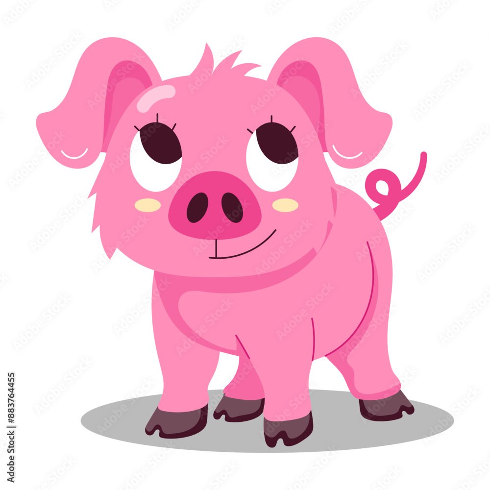 Fototapeta premium A flat style sticker of a cute pig