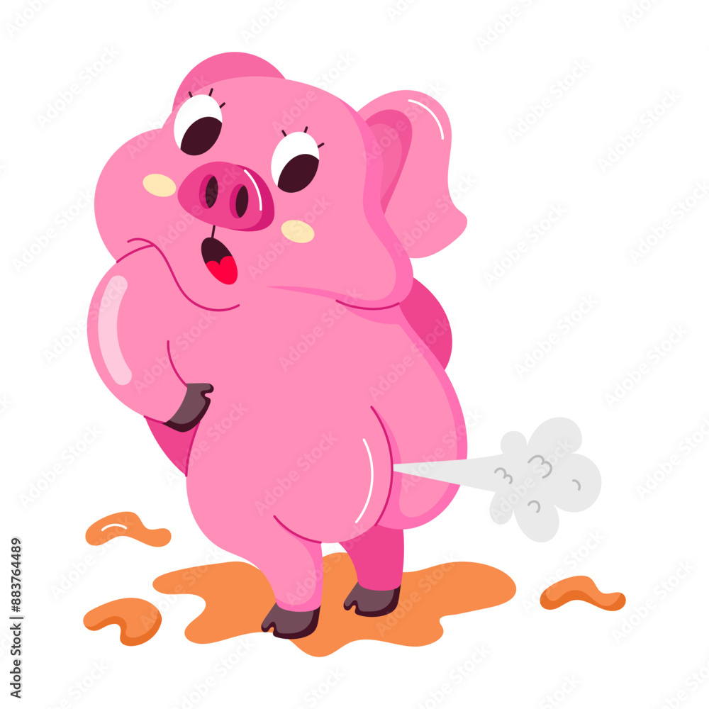 Pig farting funny flat style sticker
Pig farting funny flat style sticker