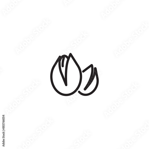 The seeds indicate pistachio snacks lineal icon. Pistachio nut in shell isolated food snack outline icon, unpeeled cracked dried pistachio. Editable icon