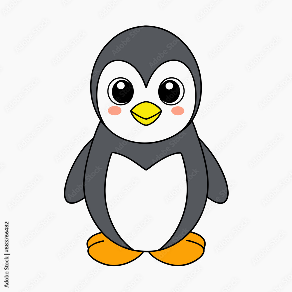 Obraz premium Cute penguin is sitting vector illustration