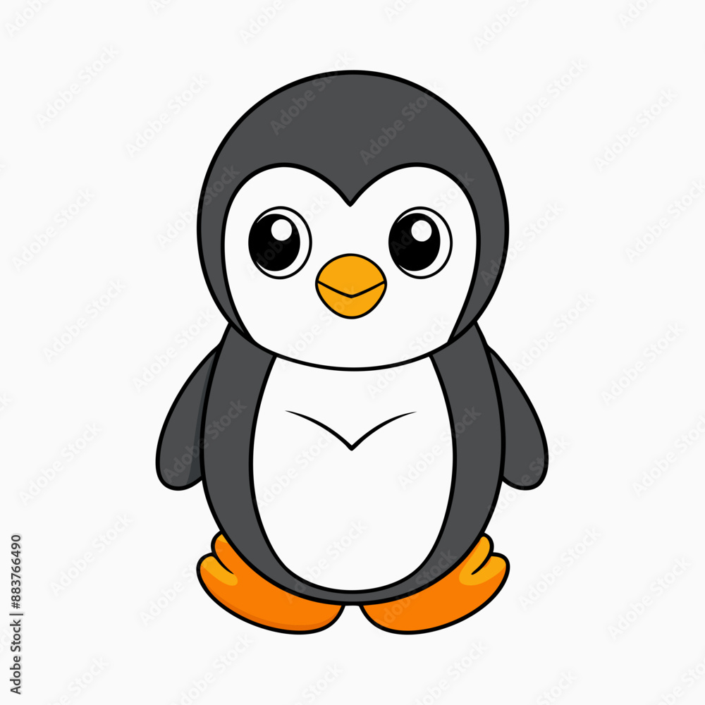 Obraz premium Cute penguin is sitting vector illustration
