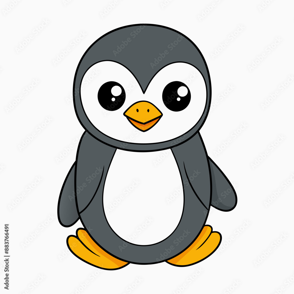 Obraz premium Cute penguin is sitting vector illustration