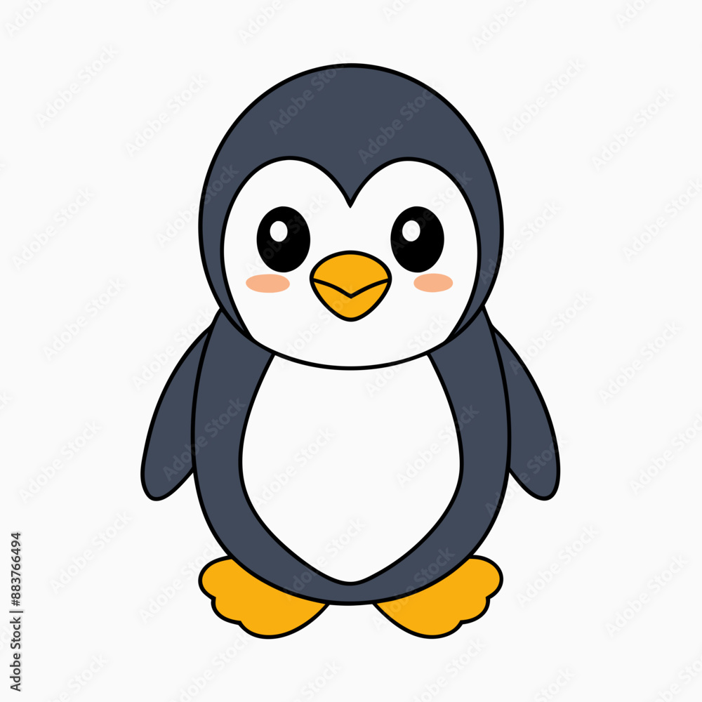 Obraz premium Cute penguin is sitting vector illustration