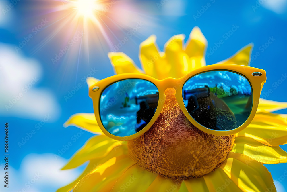 Sun wearing sunglasses, summer theme Sun wearing sunglasses, summer theme