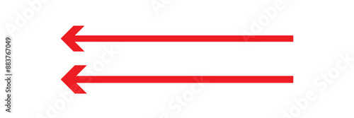 red Long arrows icon set. Vector set of trendy  left sided long arrows in flat style. Replaceable vector design.
