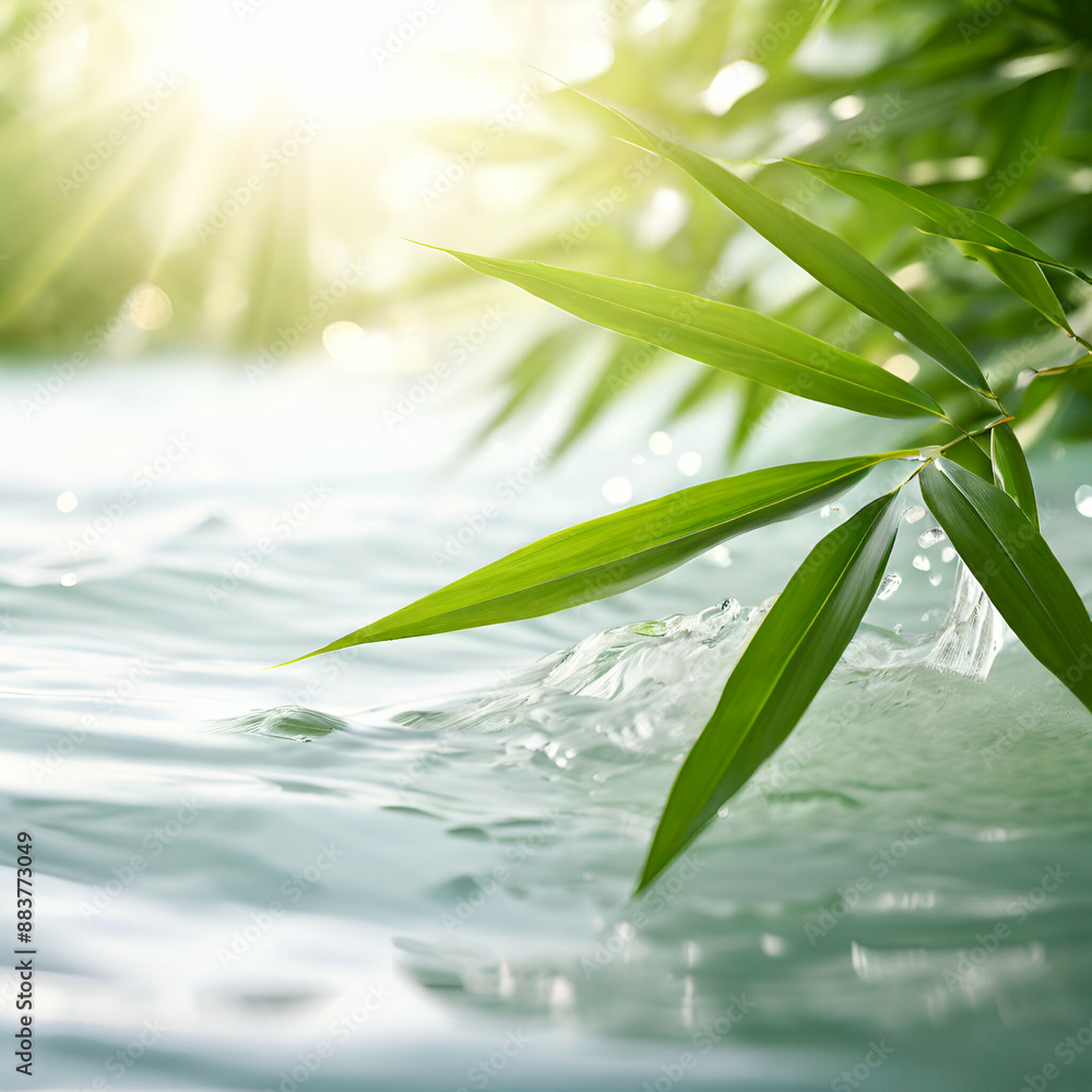 Obraz premium bamboo leaves on water