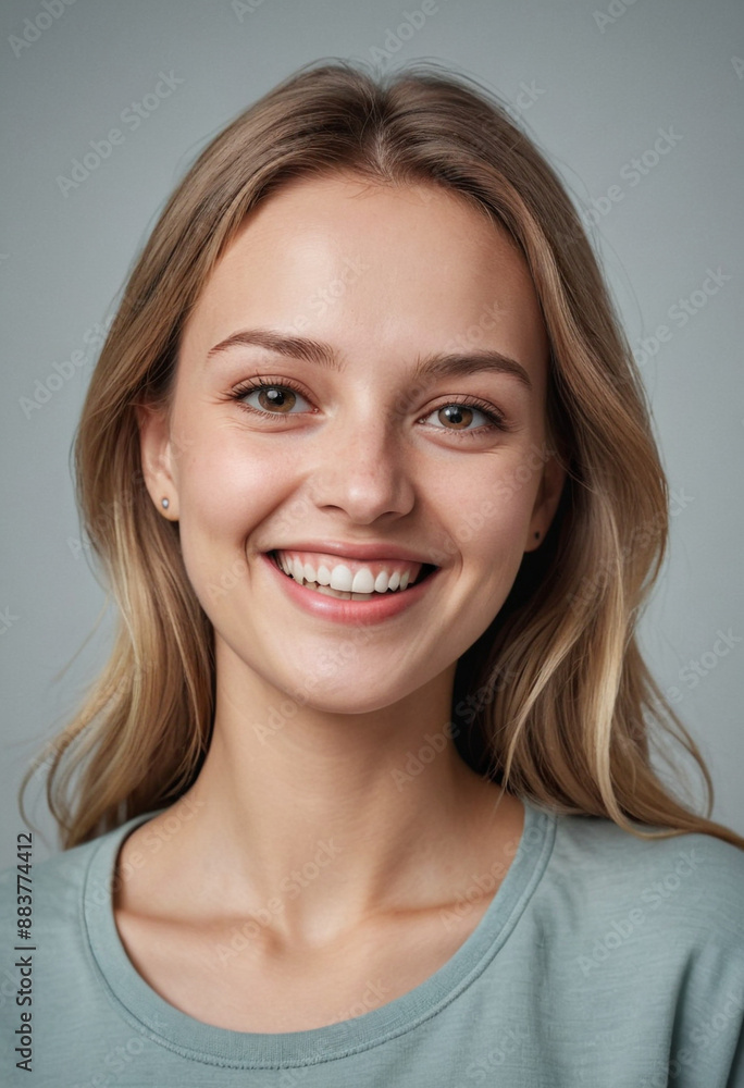 Portrait view of a regular happy smiling Lithuania woman, ultra realistic, candid, social media, avatar image, plain solid background Portrait view of a regular happy smiling Lithuania woman, ultra realistic, candid, social media, avatar image, plain solid background