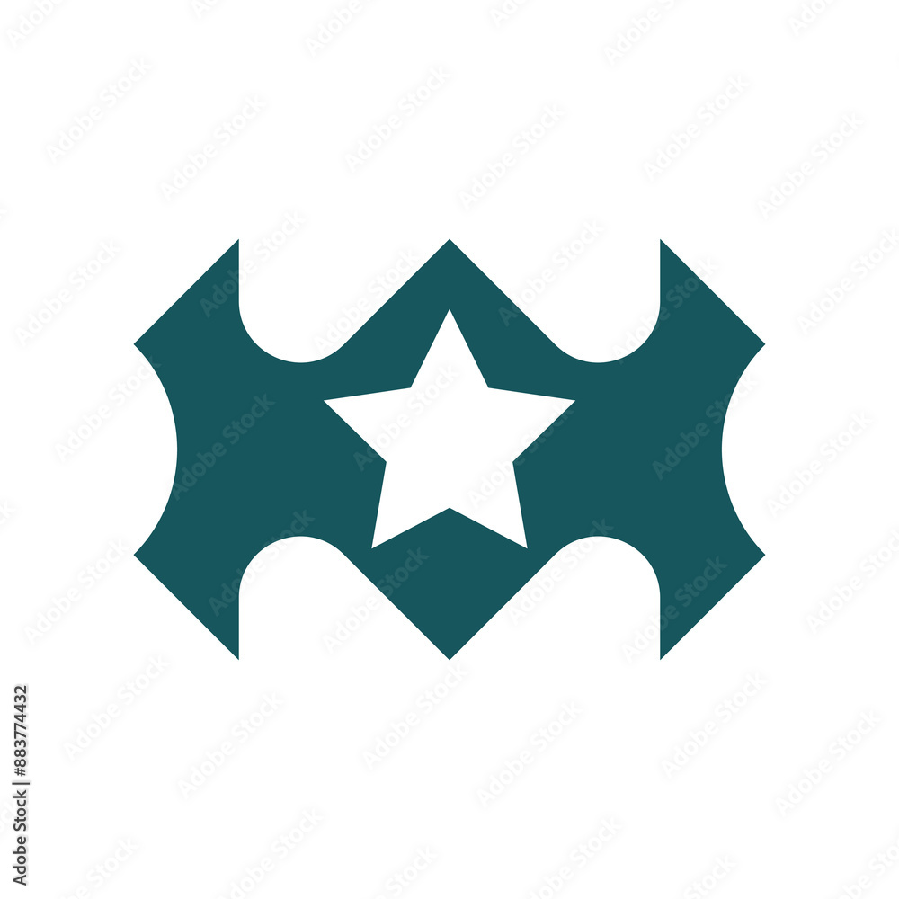 Abstract letter M monogram logo design vector with stars icon inside Abstract letter M monogram logo design vector with stars icon inside