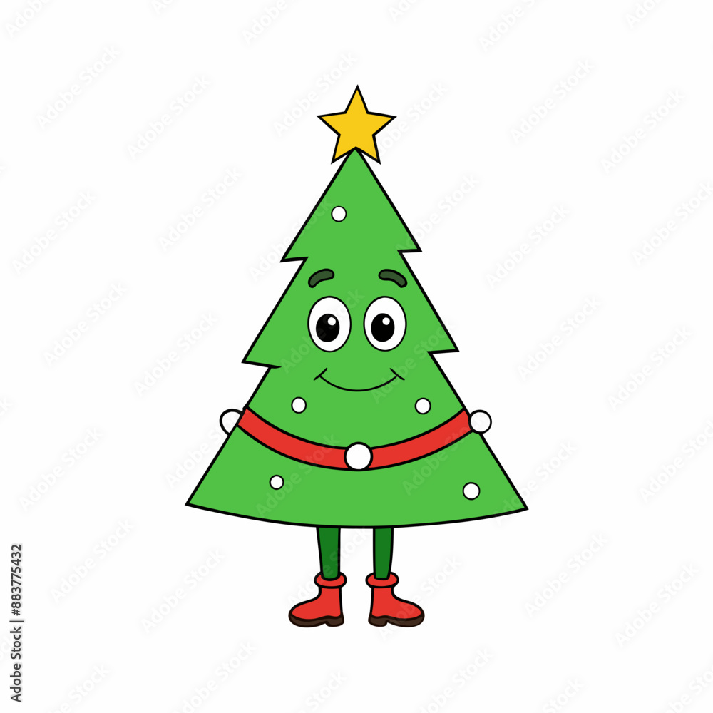 Christmas tree Vector Illustration, tree Vector Art, Christmas tree Silhouette, christmas tree isolated on white cartoon Character icon Christmas tree Vector Illustration, tree Vector Art, Christmas tree Silhouette, christmas tree isolated on white cartoon Character icon