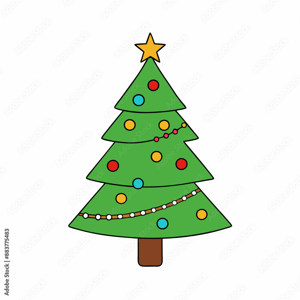 Christmas tree Vector Illustration, tree Vector Art, Christmas tree Silhouette, christmas tree isolated on white cartoon Character icon Christmas tree Vector Illustration, tree Vector Art, Christmas tree Silhouette, christmas tree isolated on white cartoon Character icon