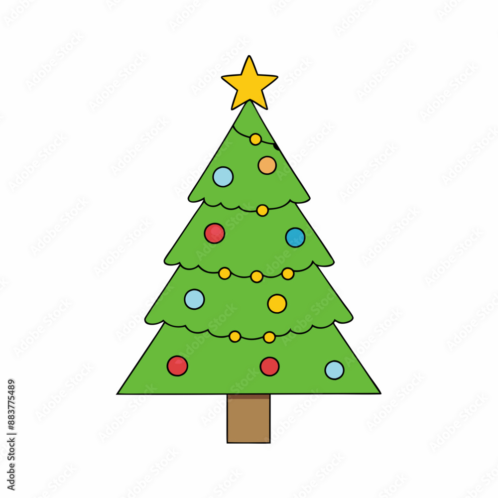Christmas tree Vector Illustration, tree Vector Art, Christmas tree Silhouette, christmas tree isolated on white cartoon Character icon Christmas tree Vector Illustration, tree Vector Art, Christmas tree Silhouette, christmas tree isolated on white cartoon Character icon