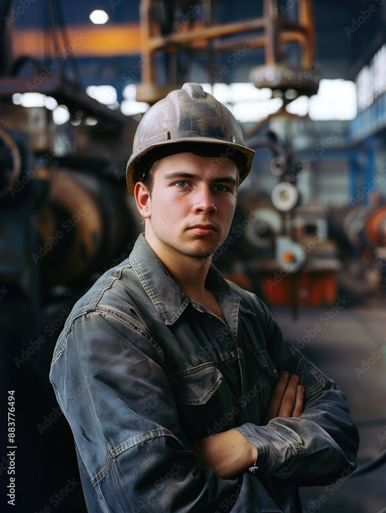 Factory Worker in Hard Hat Factory Worker in Hard Hat