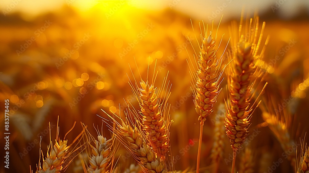 Fototapeta premium Wheat field at sunset.