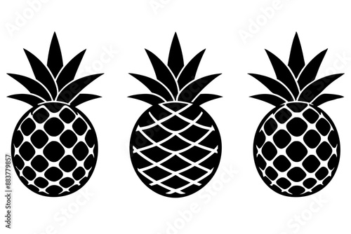 minimalist black silhouette of pineapple fruit isolated on white background vector illustration
