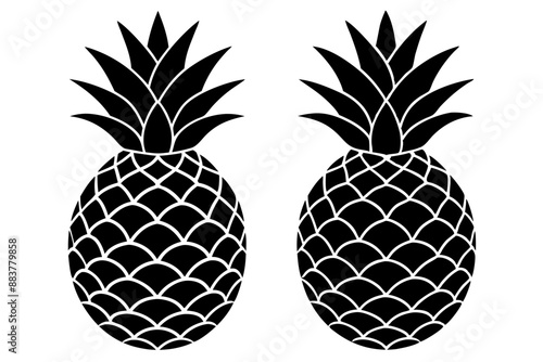 minimalist black silhouette of pineapple fruit isolated on white background vector illustration
