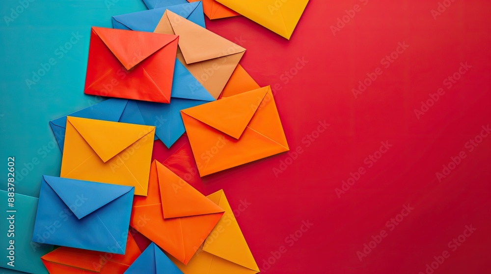 Colorful envelopes on red background. Colorful envelopes on red background.