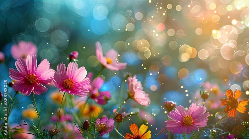 The image is a beautiful depiction of a flower garden in full bloom The image is a beautiful depiction of a flower garden in full bloom