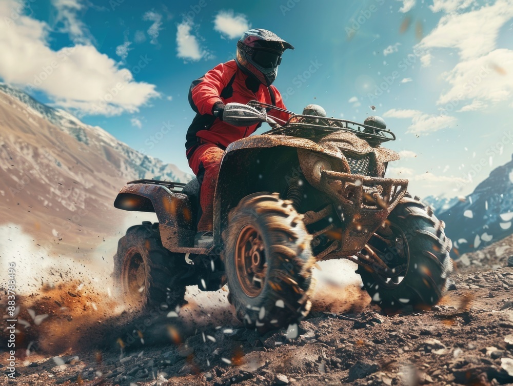 Obraz premium Man rides ATV