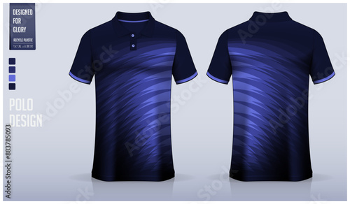 Polo shirt mockup template design for soccer jersey, football kit or sportswear. Sport uniform in front view and back view. T-shirt mockup for sport club. Fabric pattern.