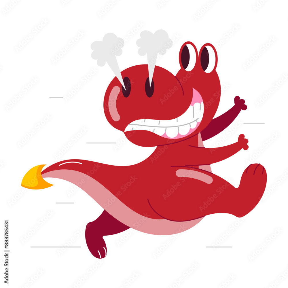 Fototapeta premium A flat style sticker of running dino