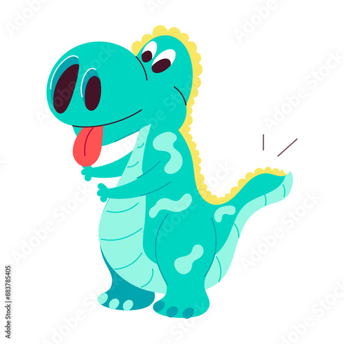 Cute dinosaur sticker in flat style 

