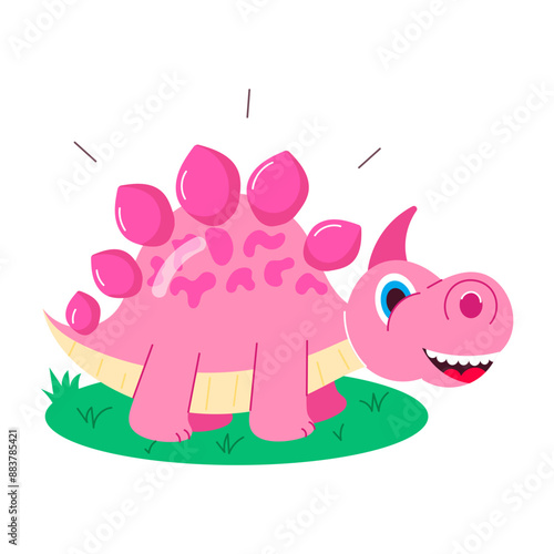 A flat style sticker of cute stegosaurus

