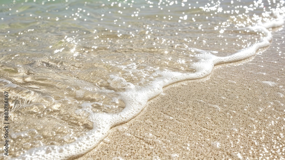 sandy beach at sunrise, with the sun's golden rays illuminating the calm sea. sandy beach at sunrise, with the sun's golden rays illuminating the calm sea.