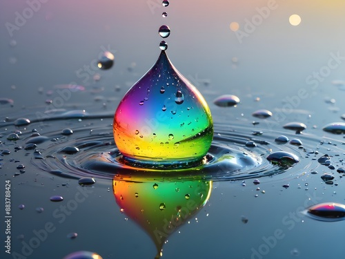 Generative AI. Check out this awesome rainbow water drop! It's like a mini rainbow in a drop of water! 