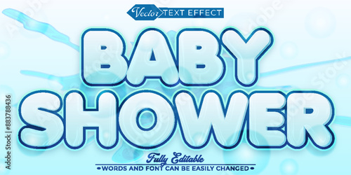 Cartoon Baby Shower Party Vector Editable Text Effect Template