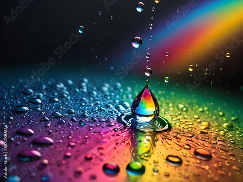 Generative AI. Check out this awesome rainbow water drop! It's like a mini rainbow in a drop of water! 