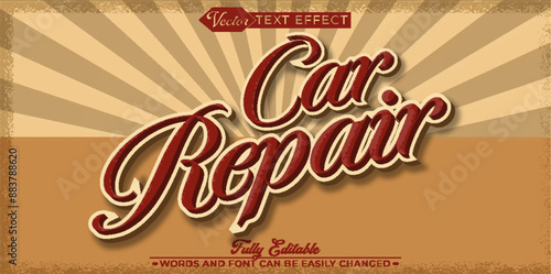 Car Repair Vintage Retro Oldschool Vector Editable Text Effect Template