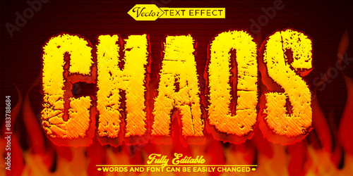 Yellow Horror Chaos Vector Editable Text Effect Template