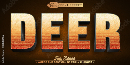 Cartoon Brown Deer Vector Editable Text Effect Template