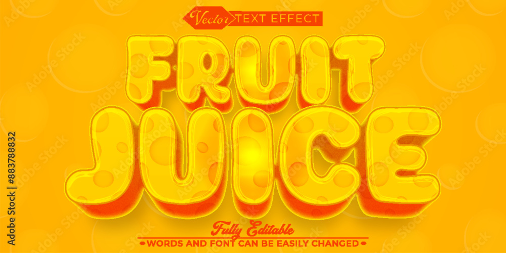 Fototapeta premium Cartoon Fruit Juice Vector Editable Text Effect Template