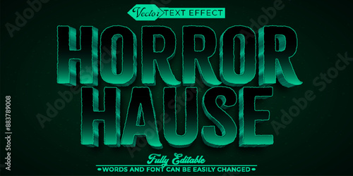Blue Dark Horror House Vector Editable Text Effect Template