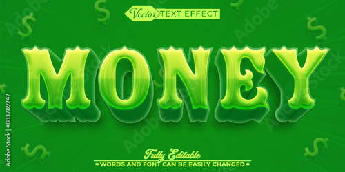 Cartoon Rich Green Money Vector Editable Text Effect Template