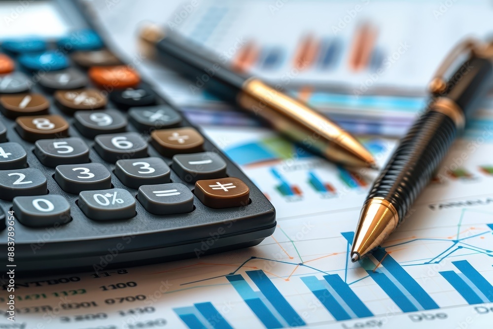 Close-up of a calculator displaying financial figures. Close-up of a calculator displaying financial figures.