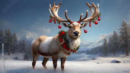 Christmas reindeer, realistic © Uzair