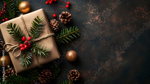 Christmas Gift copy space. Generative AI